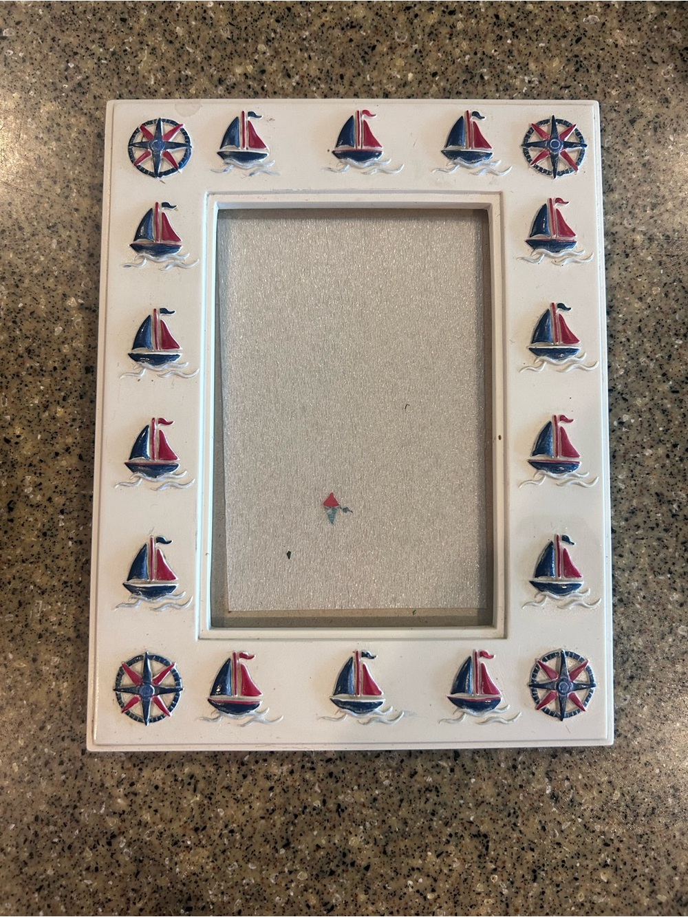 Nautical Sailboat Portrait 4x6 White Picture Frame‎ with Red Blue